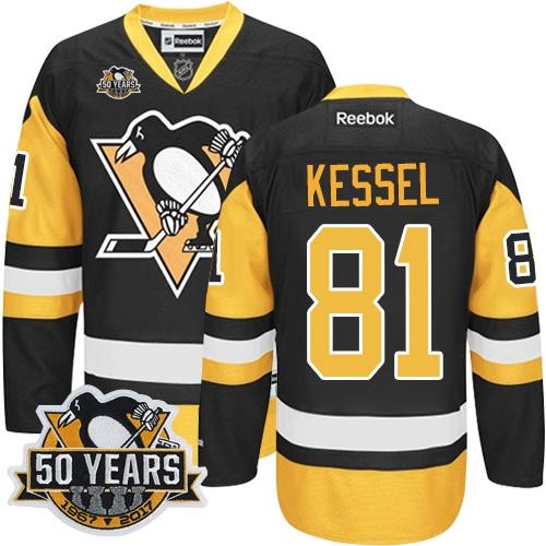 Penguins #81 Phil Kessel Black Alternate 50th Anniversary Stitched Youth NHL Jersey - Click Image to Close